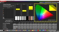 CalMAN ColorChecker (perfil: P3, espaço de cor alvo: P3)