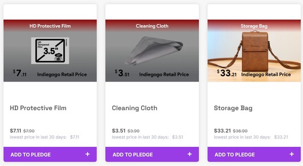 A Ayaneo também está vendendo acessórios oficiais para o Pocket Vert a um preço reduzido durante o período da campanha. (Fonte da imagem: Ayaneo)