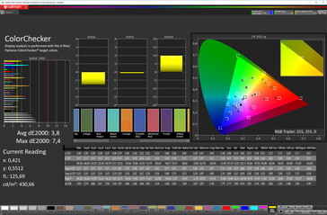 Precisão das cores (esquema de cores automático, espaço de cores alvo P3)