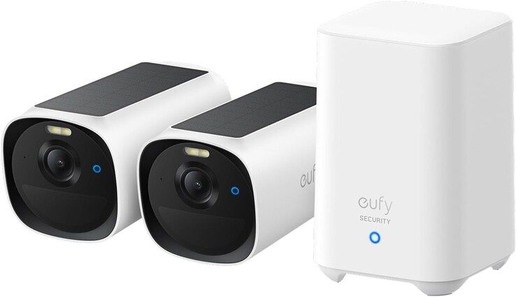 O pacote eufyCam E40 inclui duas câmeras E40 e o HomeBase 2. (Fonte da imagem: eufy)