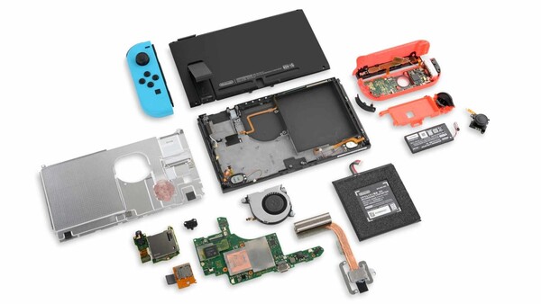 A Nintendo não fornece guias oficiais de reparo nem peças de reposição para o Switch. (Fonte da imagem: iFixit)