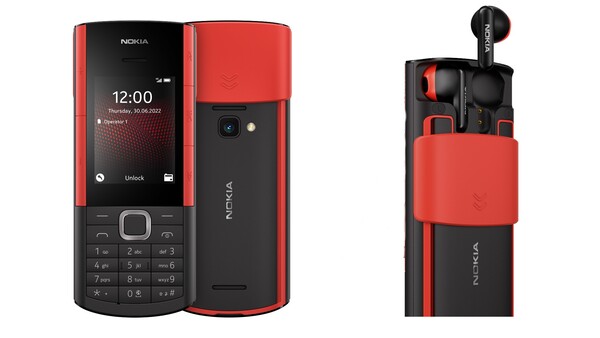 O Nokia 5710 XpressAudio tem um compartimento para os fones de ouvido TWS (Fonte da imagem: Nokia)