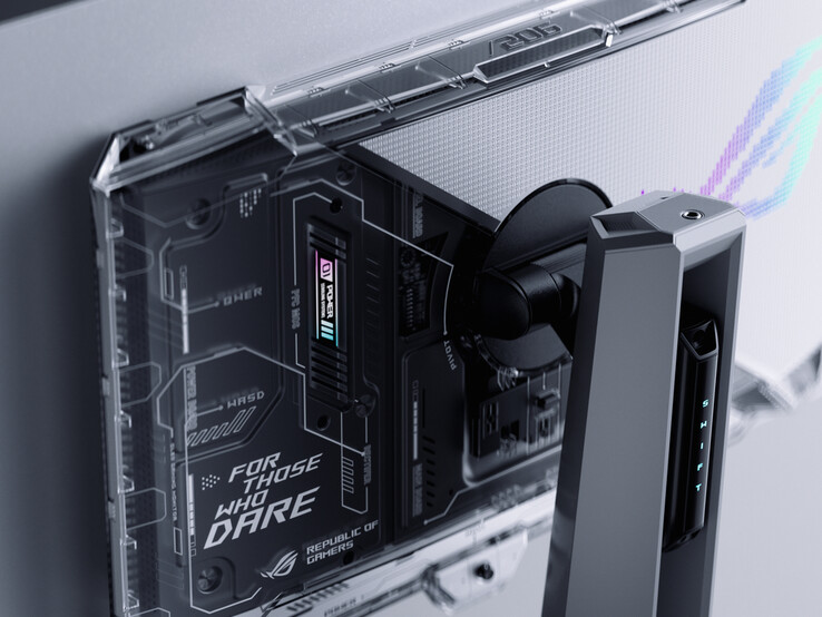 O ROG Swift OLED PG27AQWP-W tem um design marcante. (Fonte da imagem: Asus)