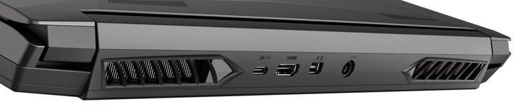 Voltar: USB 3.2 Gen 2 (USB-C, DisplayPort 1.4, G-Sync), HDMI 2.1 (com HDCP 2.3), Mini DisplayPort 1.4 (G-Sync), porta de alimentação