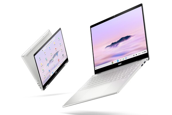 O Acer Chromebook Plus Spin 514 em Platinum Silver. (Fonte da imagem: Acer)