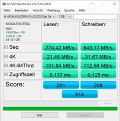 SSD AS: Windows PC 2, Thunderbolt 3