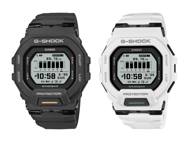Os relógios Casio G-Shock GBD-200-1A1 (esquerda) e GBD-200-7 (direita). (Fonte da imagem: Casio)