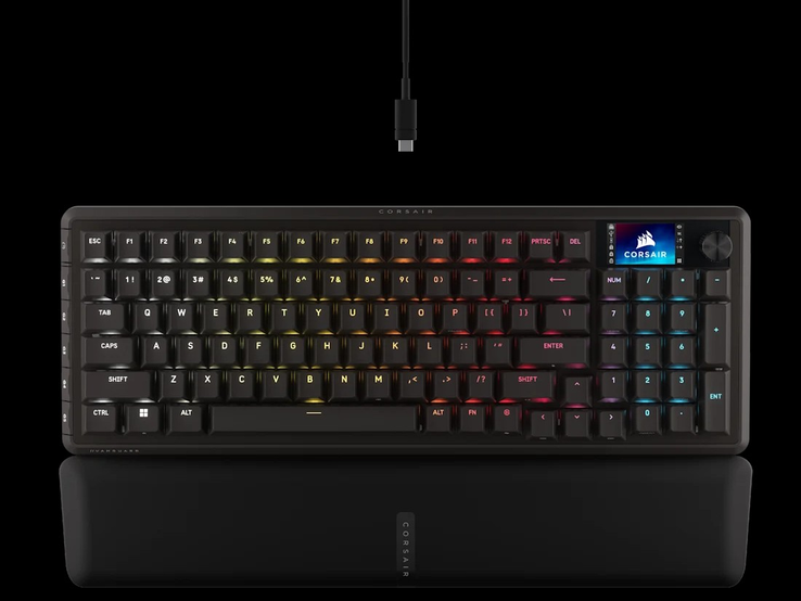 O Corsair Vanguard 96 Pro se conecta por meio de um único cabo USB 3.1 ou 3.0 tipo A. (Fonte da imagem: Corsair)