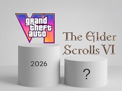 A data de lançamento do GTA 6 e o logotipo do The Elder Scrolls 6 são mostrados (Fonte da imagem: Rockstar Games, Bethesda com edições)