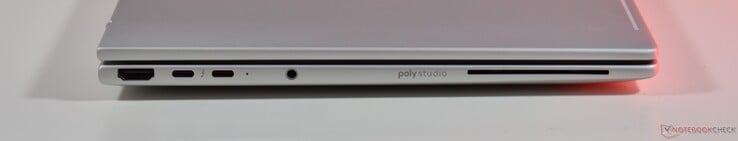 esquerda: HDMI, 2x Thunderbolt 4, áudio de 3,5 mm, leitor de cartão inteligente