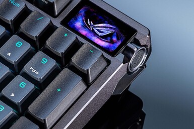 O controle deslizante ao lado do teclado pode ser movido para cima e para baixo, e o botão também pode ser pressionado pela direita. (Fonte da imagem: Asus)