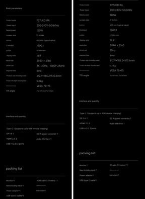 Especificações dos modelos Redmi A27U 2027 (tradução automática)