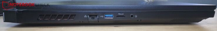 Esquerda: LAN, USB-A 3.0, leitor MicroSD, fone de ouvido