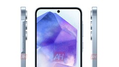 Uma renderização do &quot;Galaxy A55&quot;. (Fonte: Android Headlines)