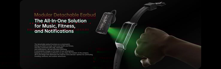 Um módulo consiste em um fone de ouvido que também funciona como um smartwatch (Fonte da imagem: Oukitel)