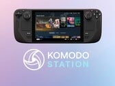 Steam Deck mostrado com o logotipo da Komodo Station