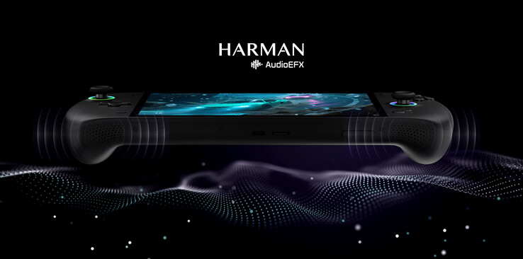 O OneXFly Apex também possui alto-falantes de disparo inferior sintonizados pela Harman. (Fonte da imagem: One-Netbook)