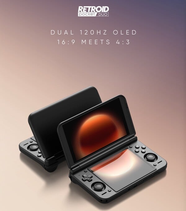 O Retroid Pocket Duo possui duas telas de 120 Hz.
