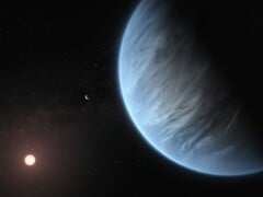 Ilustração artística mostrando um exoplaneta e uma estrela.
