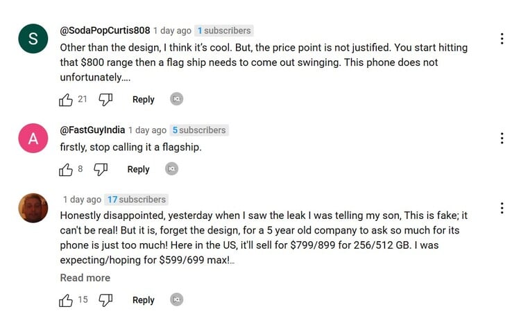 Os 3 principais comentários do vídeo da PhoneArena sobre o Nothing Phone (3)