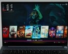 Laptop AIM MAX+ rodando Bazzite com jogos como Spider-Man 2, The Witcher 3 e Hades mostrados no launcher. (Fonte da imagem: ETA PRIME no YouTube)