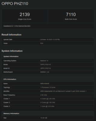 Pontuação do Dimensity 9300 no Geekbench (imagem via Geekbench)