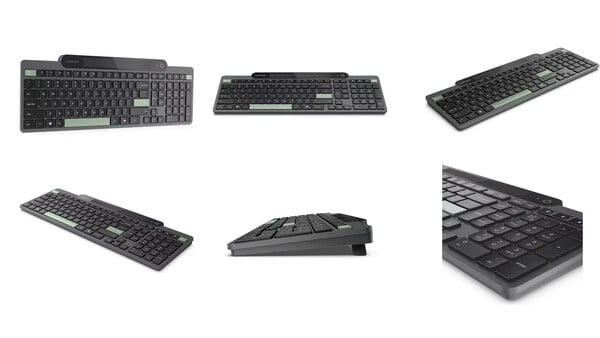 O Lenovo Self-Charging Bluetooth Keyboard está disponível apenas na cor preta, por enquanto. (Fonte da imagem: Lenovo)