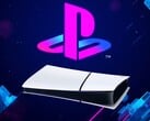 O console PS5 Digital fica na horizontal sob o logotipo da PlayStation
