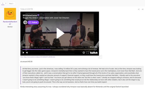 Entrevista de Reggie Fils-Aimé com comentários da Amazon