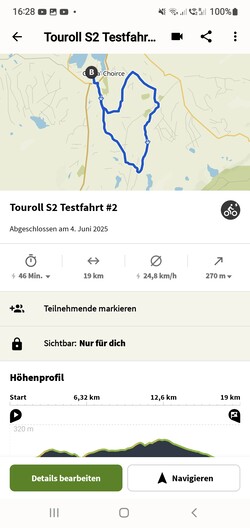 percurso de teste de 19 km com a econômica e-bike dobrável Touroll S2