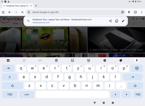 Teclado em formato paisagem