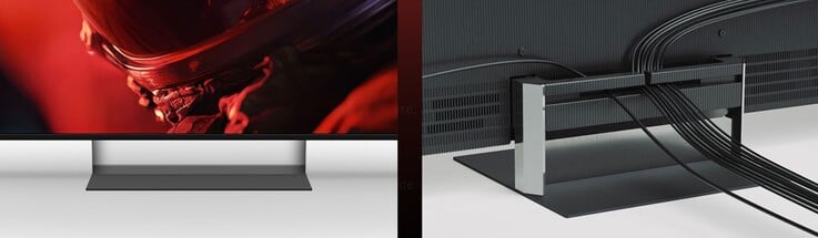 As HDTVs Bravia mais recentes vêm com suportes Mirage que utilizam lentes lenticulares para difundir a luz, ocultando a presença de cabos atrás deles.