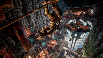 Uma imagem que mostra um ambiente em Styx: Shards of Darkness.