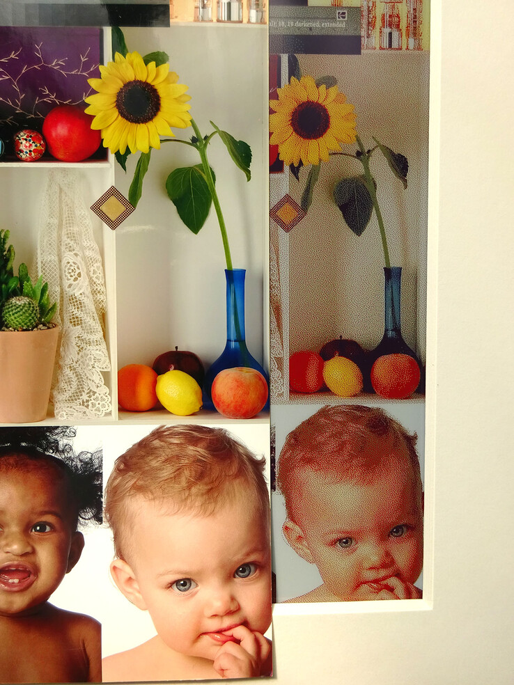 E Painel de tinta versus impressão de fotos.