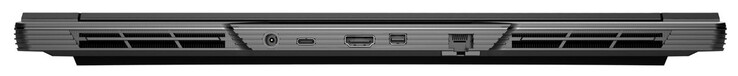 Parte traseira: conexão de energia, USB 3.2 Gen 2 (USB-C), HDMI 2.1, Mini DisplayPort 1.4a, Gigabit Ethernet (2,5 GBit/s)