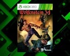 Caixa do jogo Wolfenstein para Xbox 360 em destaque