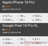 Comparação de GNSS: Apple iPhone 16 Pro vs. Google Pixel 10 Pro XL