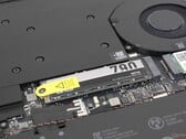 O SSD fica ao lado do resfriador e da ventoinha da câmara de vapor no Blade 16