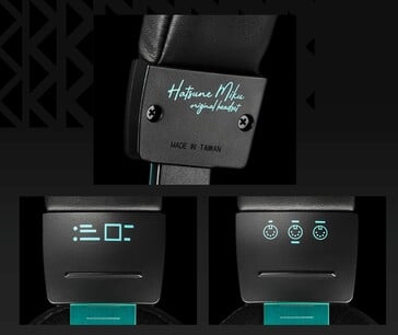 Os elementos de design da Miku podem ser encontrados em todo o fone de ouvido Audio-Technica Hatsune Miku ATH-M50xSTS-USB MIKU. (Fonte da imagem: Audio-Technica)