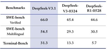 Os programadores apreciarão o DeepSeek-V3.1 por sua maior capacidade de codificação. (Fonte da imagem: DeepSeek)