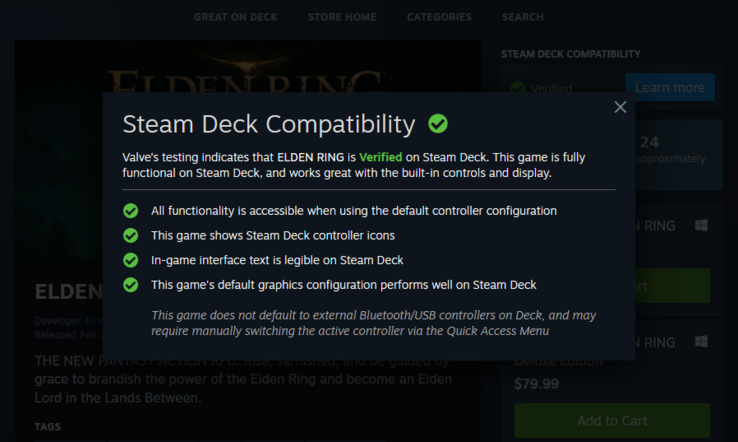 O Anel Elden Ring é verificado no Steam Deck. (Fonte de imagem: @Wario64)