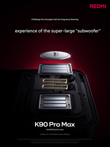 O woofer independente do Redmi K90 Pro Max (Fonte da imagem: Xiaomi - tradução automática)