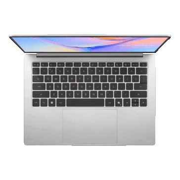 Asus Vivobook S14 visto de cima com o seu teclado e touchpad