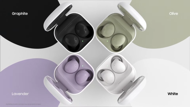 O Galaxy Buds2 em todas as suas novas opções de cores. (Fonte: Samsung)