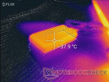 Temperatura da superfície aproximando-se de 40 C após meia hora de uso constante