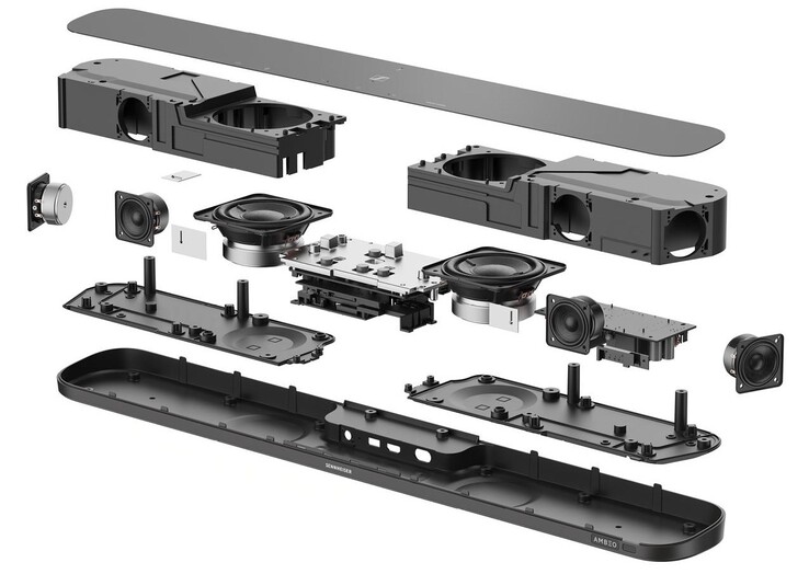 O Ambeo Mini possui quatro drivers de faixa completa e dois subwoofers (Fonte da imagem: Sennheiser via DigitalTrends)