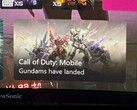Uma captura de tela do painel do Xbox mostrando um anúncio de Call of Duty: Mobile com mechs Gundam e a legenda "Gundams have landed" (Reddit/u/Critical_Term_1013 via r/xbox)