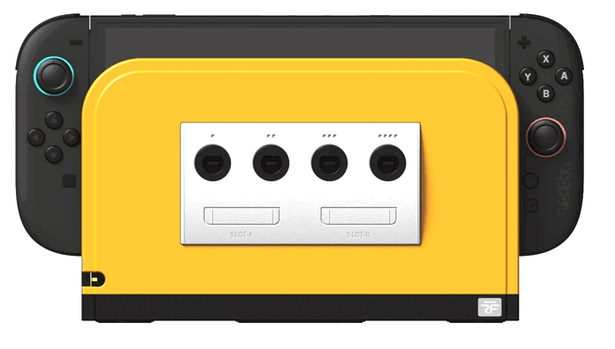 O adaptador BattleDock terá placas frontais substituíveis. (Fonte da imagem: Retro Fighters/Kickstarter)
