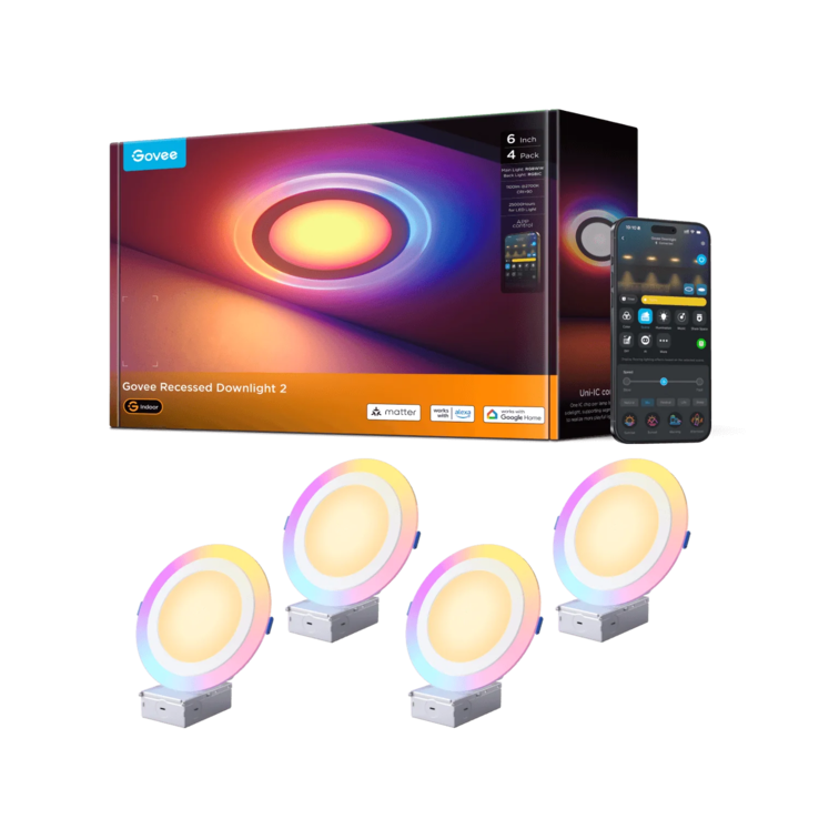 A Govee 6-inch Smart Recessed Lights Pro com luz noturna. (Fonte da imagem: Govee)