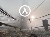 É exibido o banner da série Half-Life